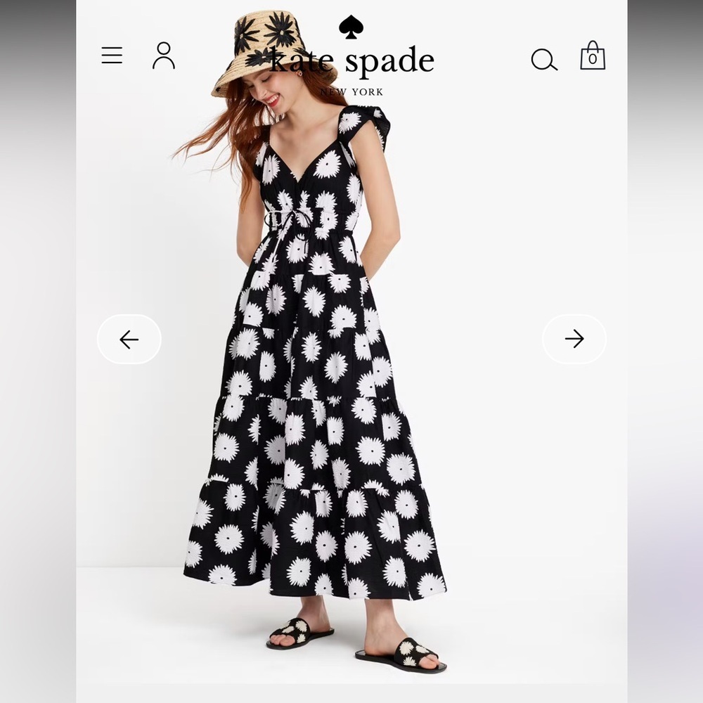 Kate Spade Pom Pom Floral Smocked Dress XXL Like New - Picture 12 of 14